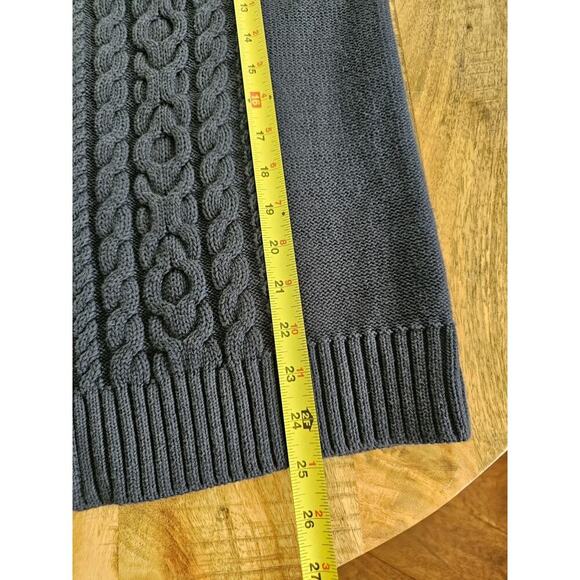 L.L Bean Navy Cableknit Cardigan Full Zip Sweater Women’s Size M Preppy - Picture 4 of 8